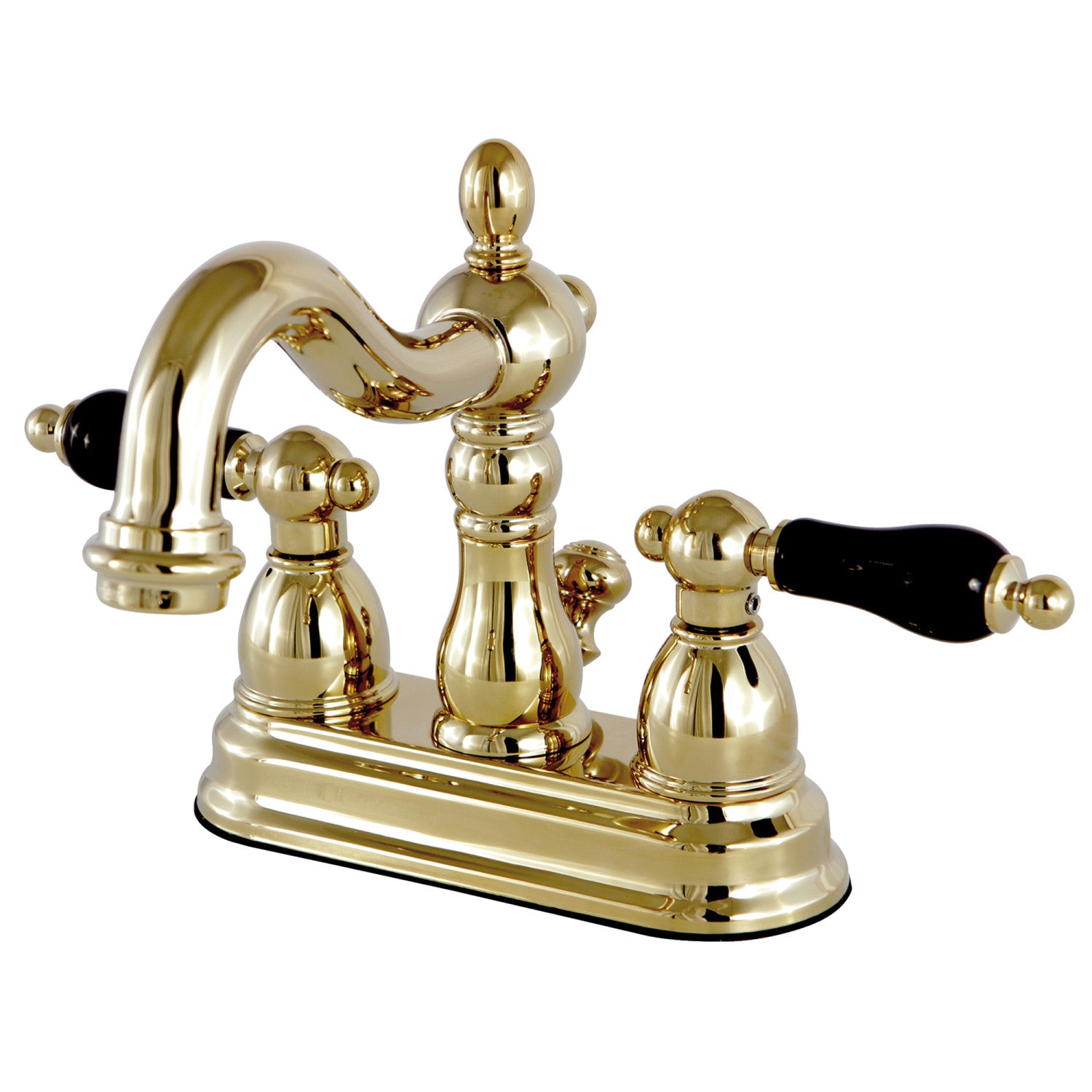 Kingston Heirloom KS1602PKL - Duchess Double-Handle 3-Hole Deck Mount 4-Inch Centerset Bathroom Faucet with Brass Pop-Up, Polished Brass — image 1